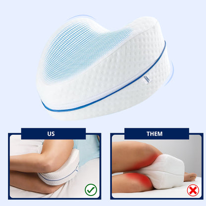 Leg & Knee Memory Foam Support Pillow - Pain Relief for Sciatica, Back, HIPS, Knees, Joints