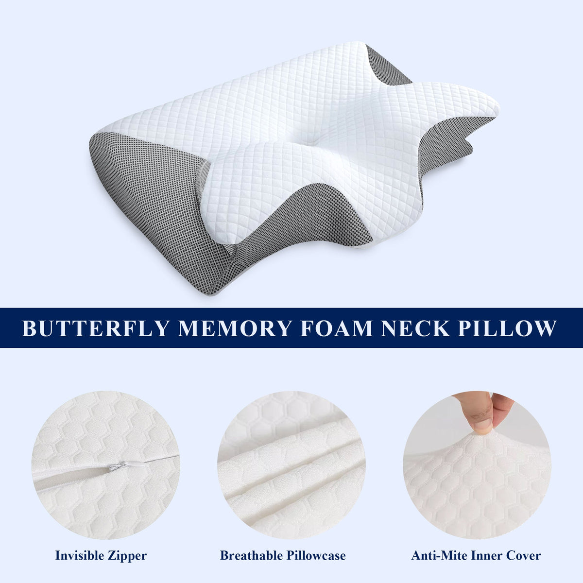 Butterfly Memory Foam Cervical Pillow For Neck & Shoulder - Buy 1 Get 1 Free