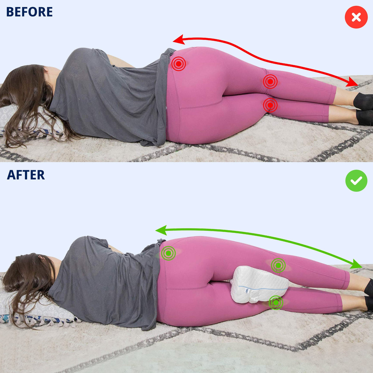 Leg & Knee Memory Foam Support Pillow - Pain Relief for Sciatica, Back, HIPS, Knees, Joints