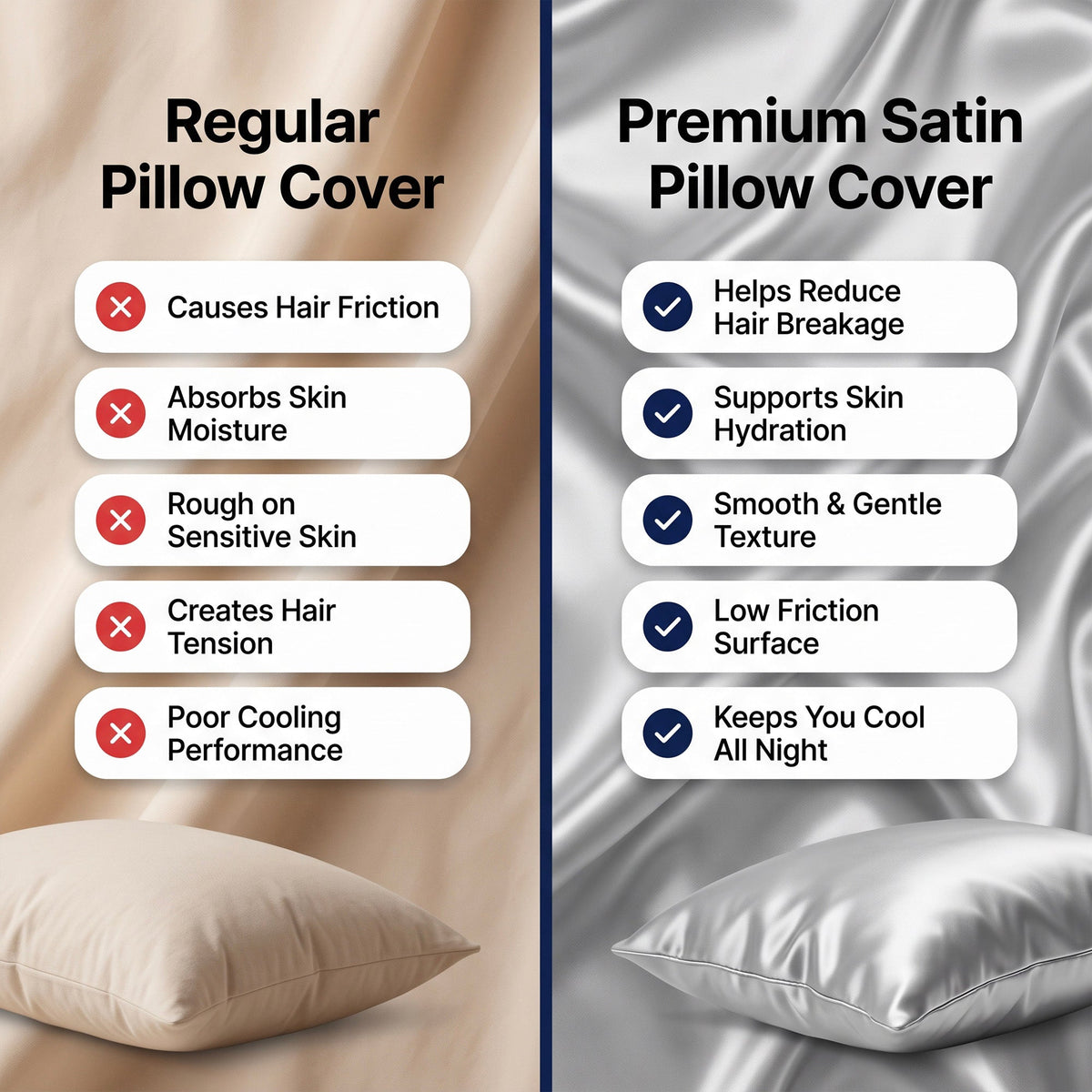 Luxury Silk Pillowcase (Pair) + 3x "FREE" Sleep Goodies
